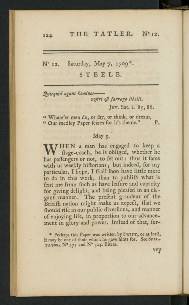 Miniatura de The Tatler del 7 de mayo de 1709, nº 12