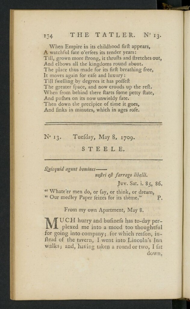 Miniatura de The Tatler del 8 de mayo de 1709, nº 13