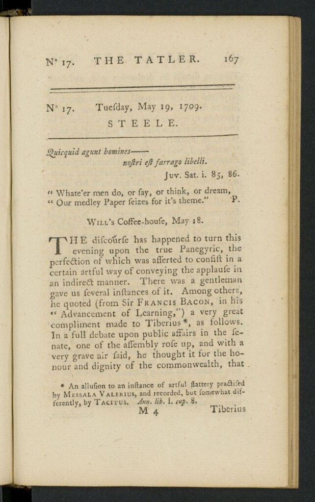Miniatura de The Tatler del 19 de mayo de 1709, nº 17