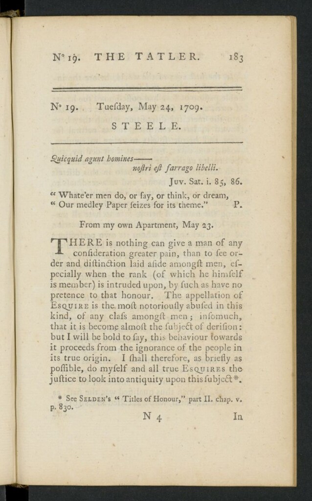 Miniatura de The Tatler del 24 de mayo de 1709, nº 19
