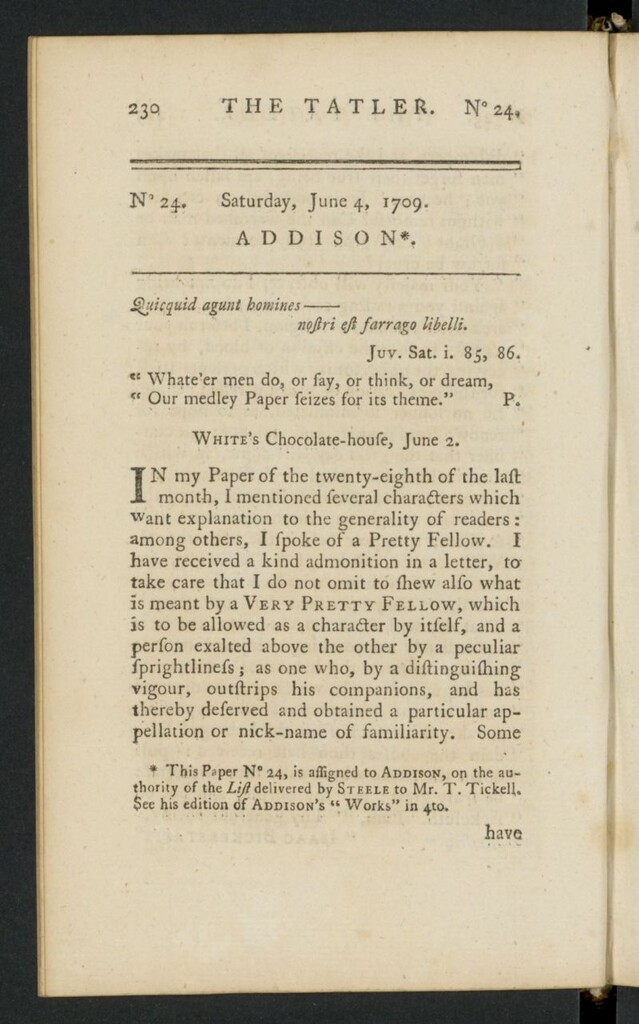 Miniatura de The Tatler del 4 de junio de 1709, nº 24