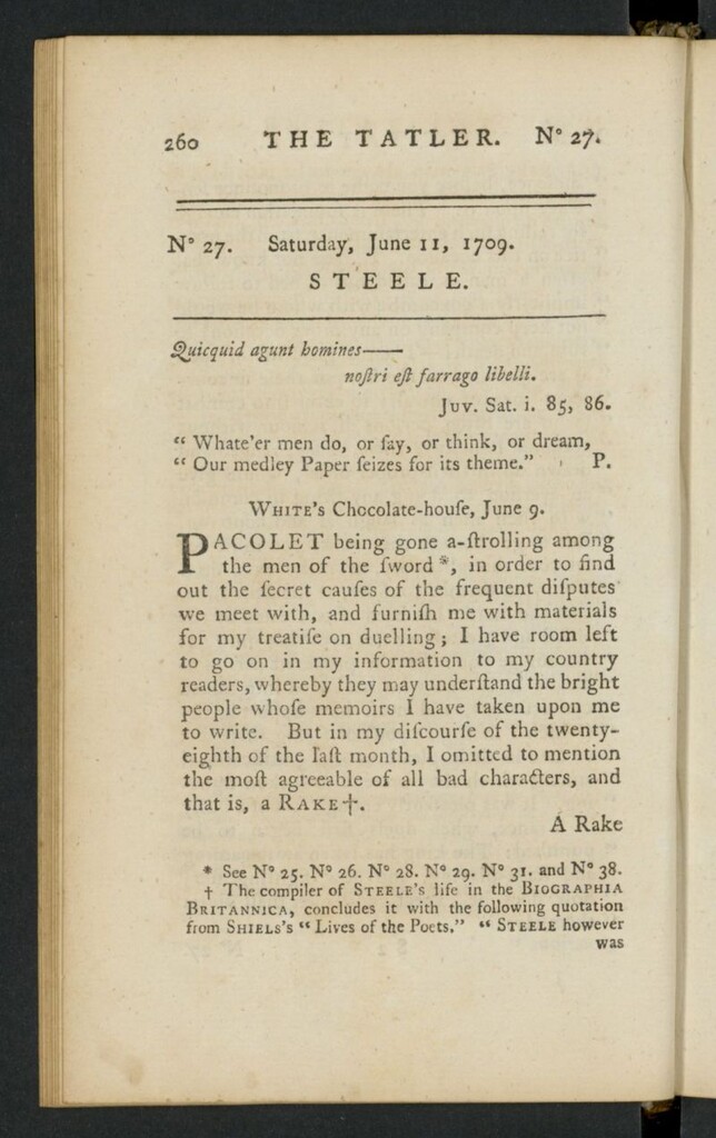Miniatura de The Tatler del 11 de junio de 1709, nº 27