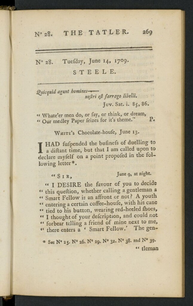 Miniatura de The Tatler del 14 de junio de 1709, nº 28