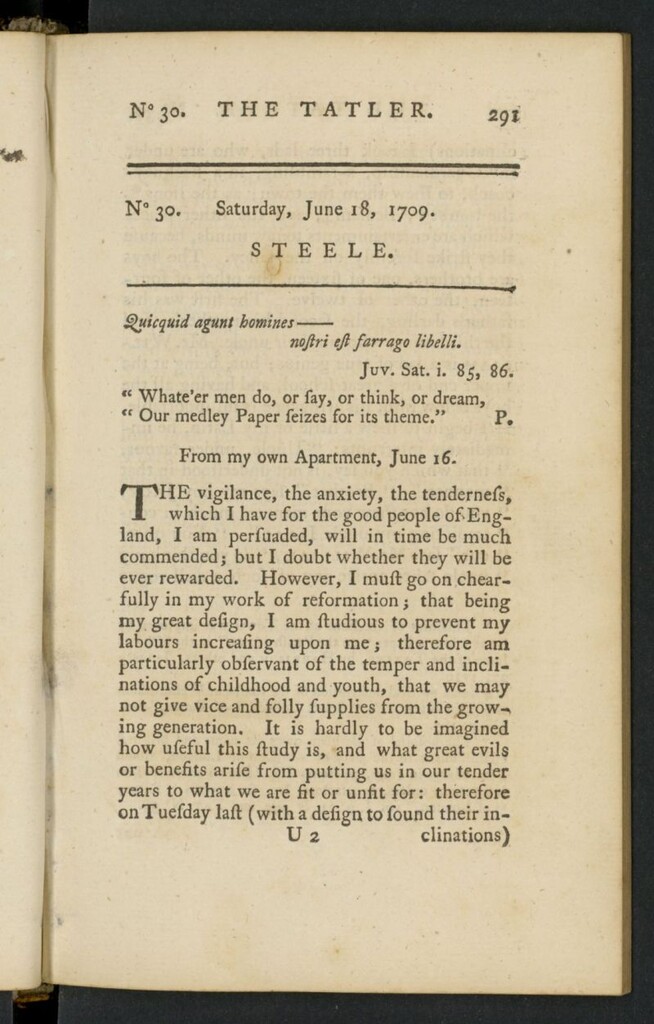 Miniatura de The Tatler del 18 de junio de 1709, nº 30