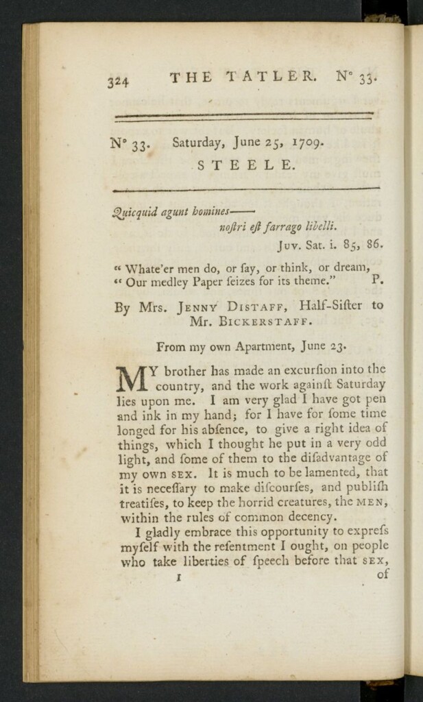 Miniatura de The Tatler del 25 de junio de 1709, nº 33