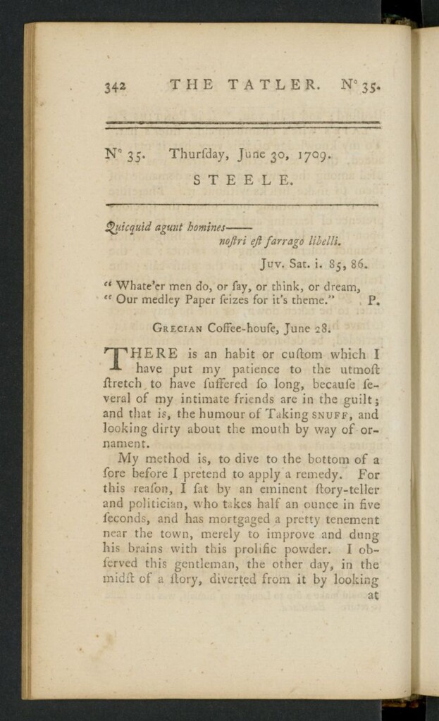 Miniatura de The Tatler del 30 de junio de 1709, nº 35
