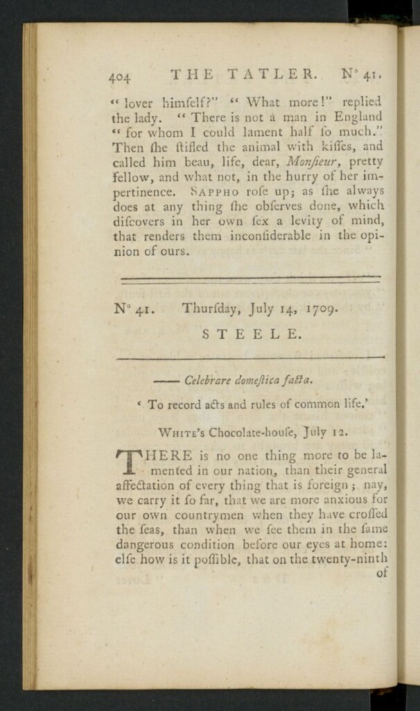 Miniatura de The Tatler del 14 de julio de 1709, nº 41