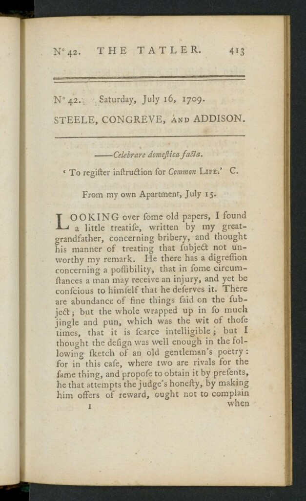 Miniatura de The Tatler del 16 de julio de 1709, nº 42