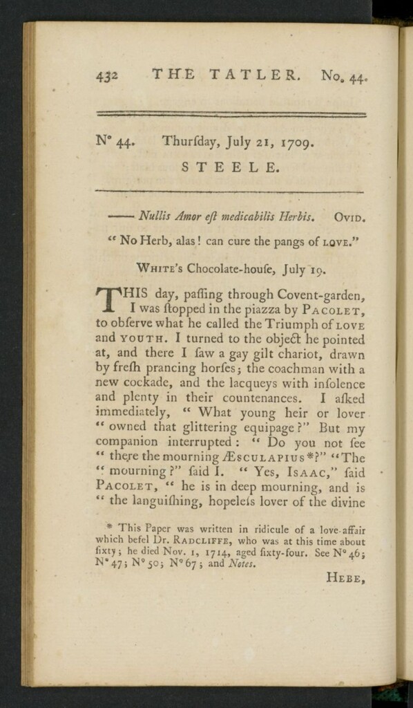 Miniatura de The Tatler del 21 de julio de 1709, nº 44