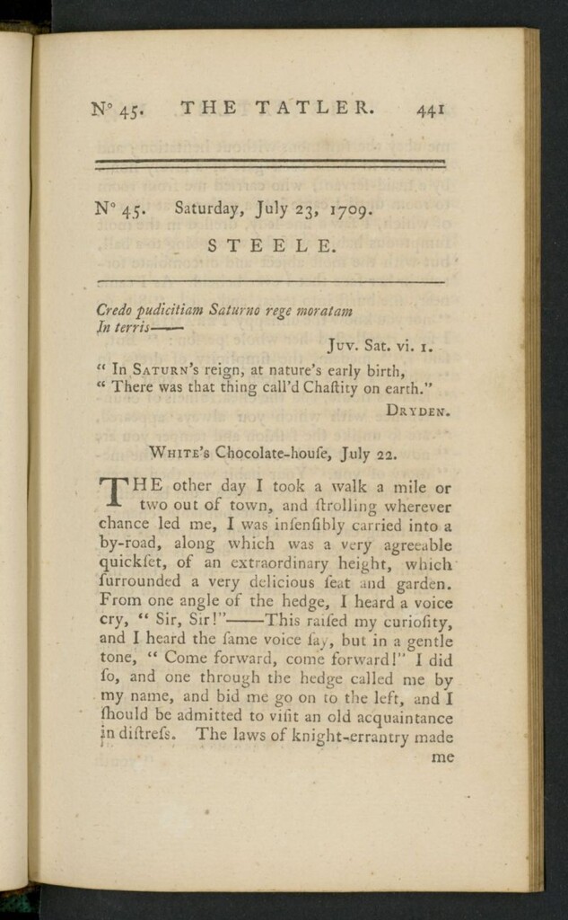 Miniatura de The Tatler del 23 de julio de 1709, nº 45