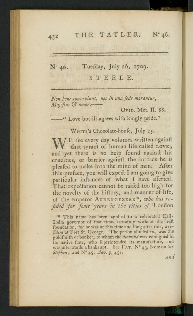 Miniatura de The Tatler del 26 de julio de 1709, nº 46