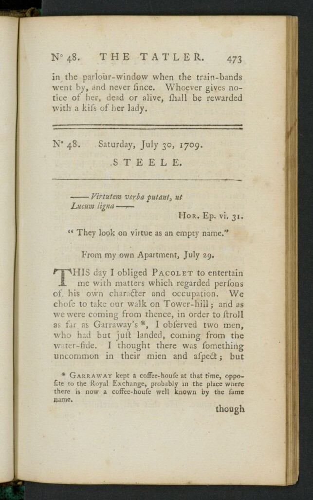 Miniatura de The Tatler del 30 de julio de 1709, nº 48