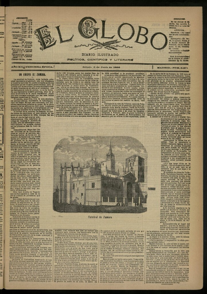 Miniatura de El Globo : diario ilustrado del 5 de junio de 1886, nº 3871