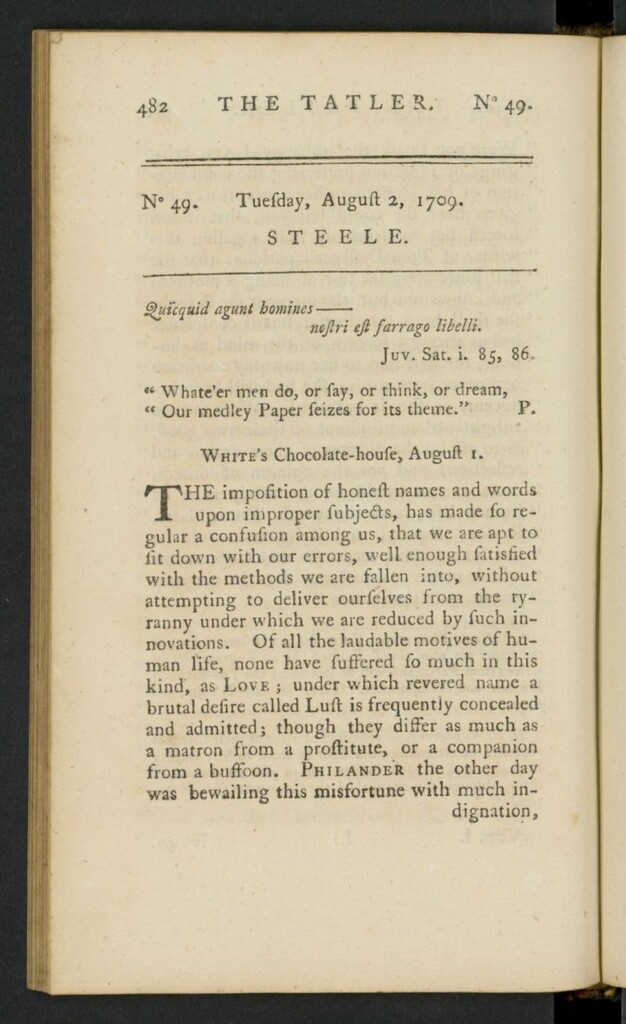 Miniatura de The Tatler del 2 de agosto de 1709, nº 49