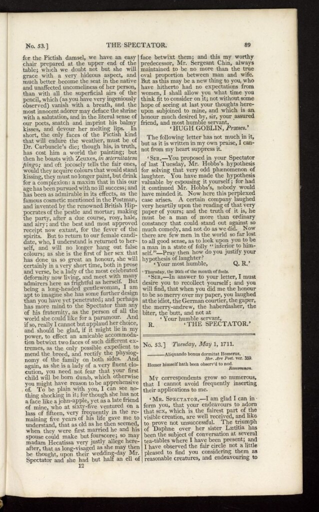 Miniatura de The Spectator : with notes and general index de mayo de 1711, nº 53