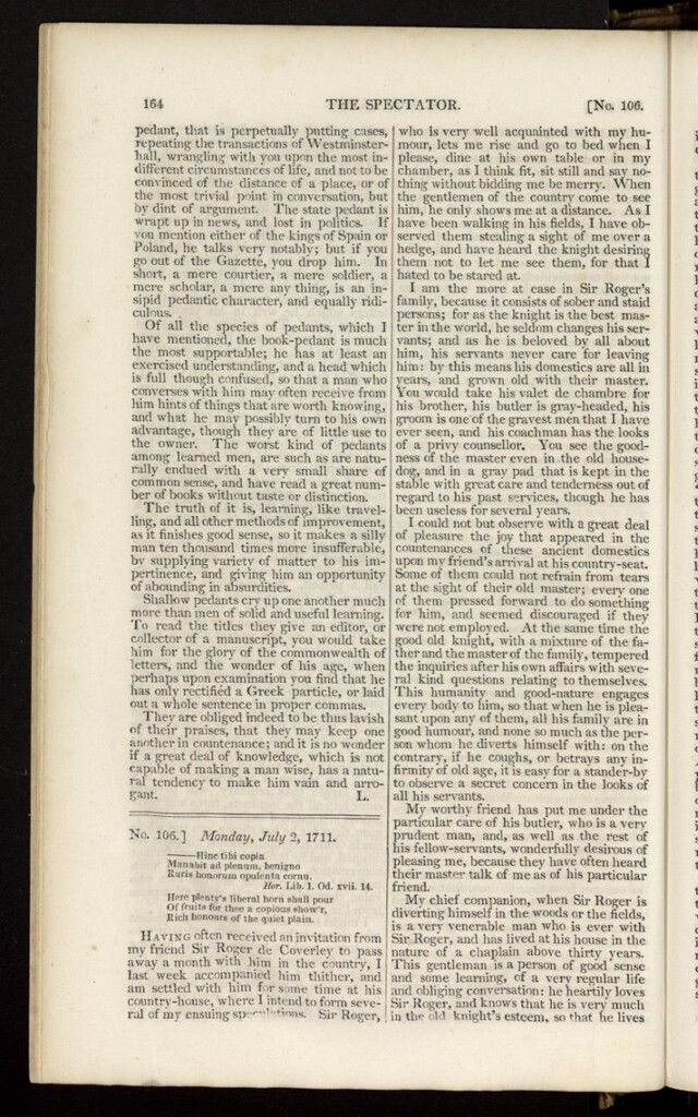 Miniatura de The Spectator : with notes and general index de julio de 1711, nº 106