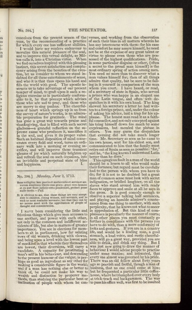 Miniatura de The Spectator : with notes and general index de junio de 1712, nº 394