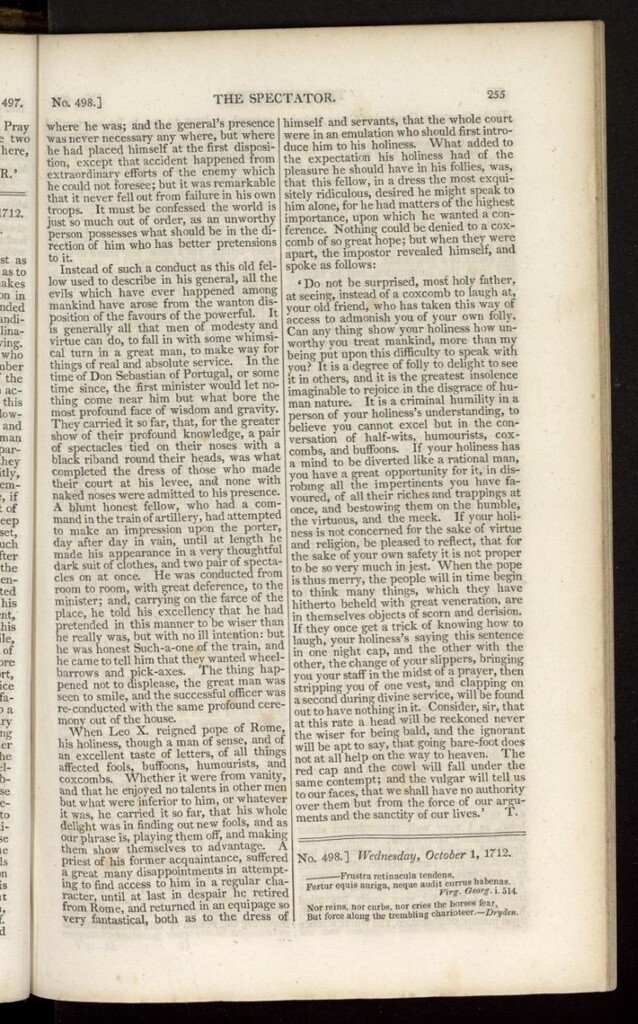 Miniatura de The Spectator : with notes and general index de octubre de 1712, nº 498