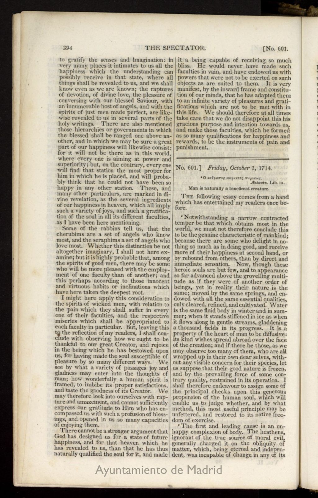 Miniatura de The Spectator : with notes and general index de octubre de 1714, nº 601
