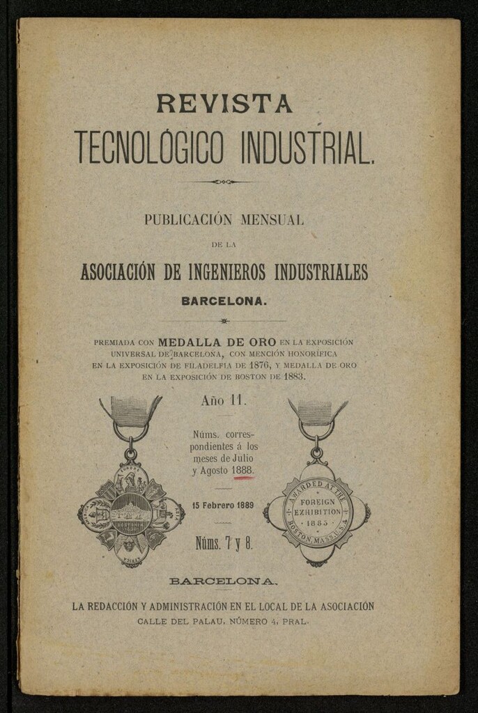 Miniatura de Revista Tecnológico Industrial de julio y agosto de 1888, nºs  7 y 8