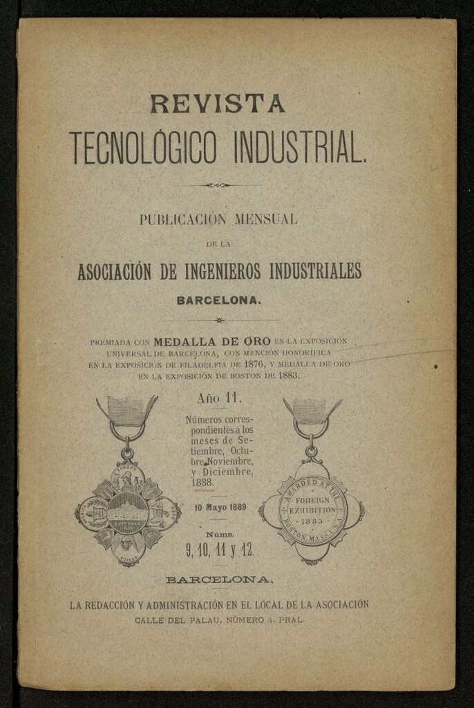 Miniatura de Revista Tecnológico Industrial de septiembre a diciembre de 1888, nºs 9,10,11 y 12