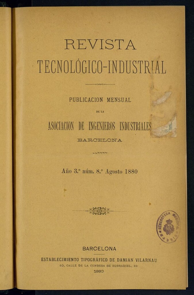Miniatura de Revista Tecnológico industrial de agosto de 1880
