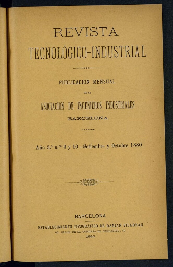 Miniatura de Revista Tecnológico industrial de septiembre y octubre de 1880