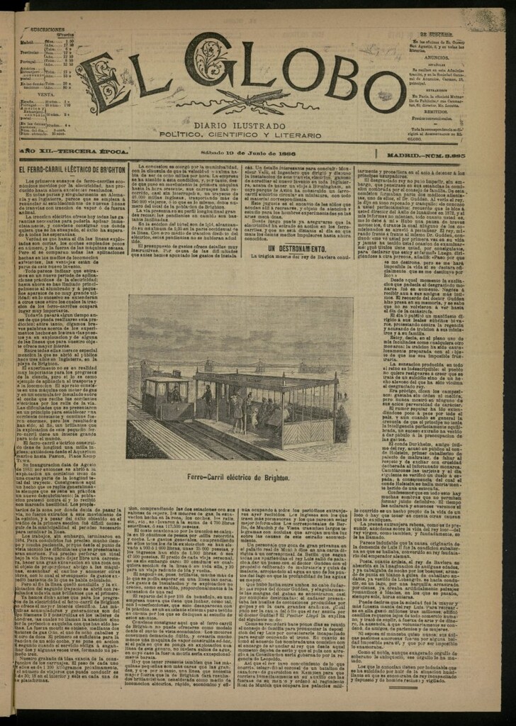 Miniatura de El Globo : diario ilustrado del 19 de junio de 1886, nº 3885