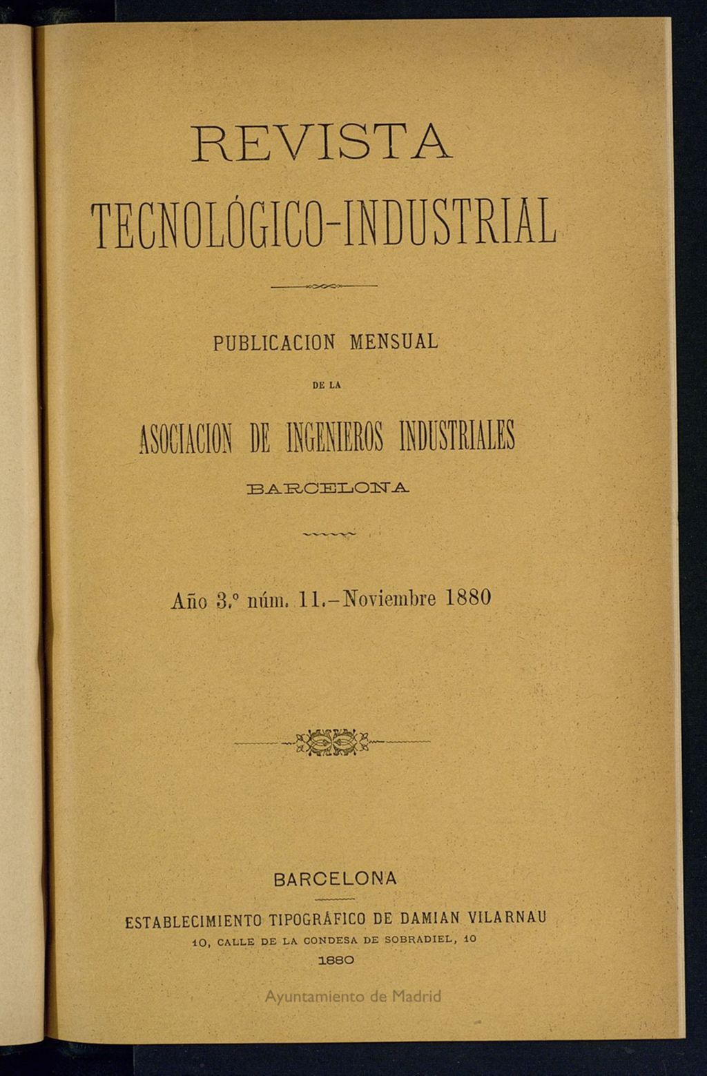 Miniatura de Revista Tecnológico industrial de noviembre de 1880