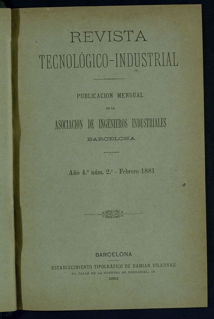 Miniatura de Revista Tecnológico Industrial de febrero de 1881