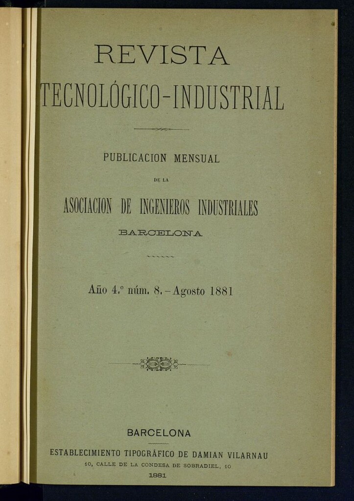 Miniatura de Revista Tecnológico industrial de agosto de 1881