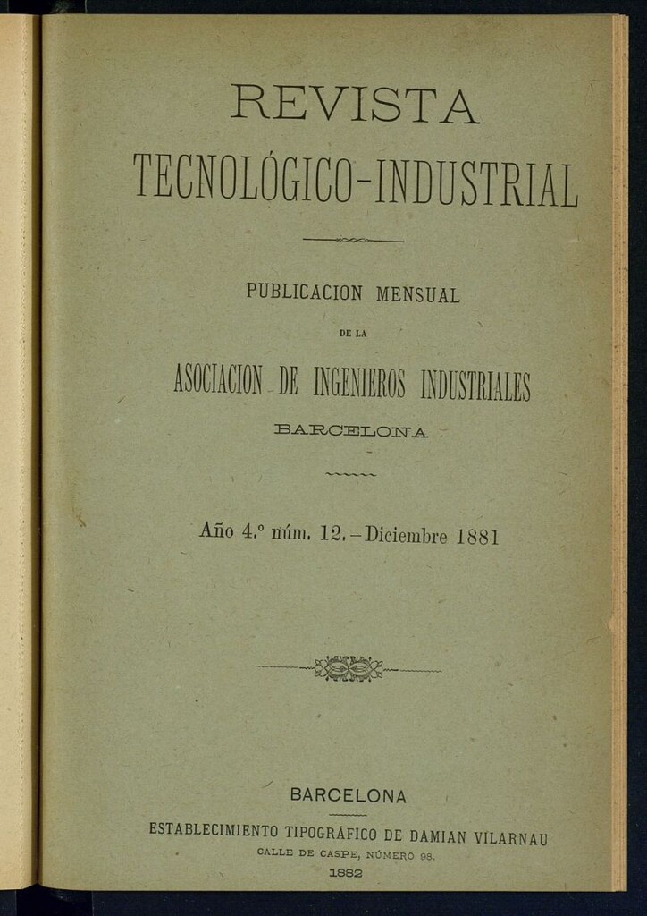 Miniatura de Revista Tecnológico industrial de diciembre de 1881