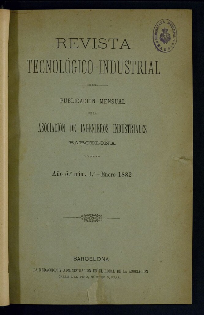 Miniatura de Revista Tecnológico Industrial de enero de 1882
