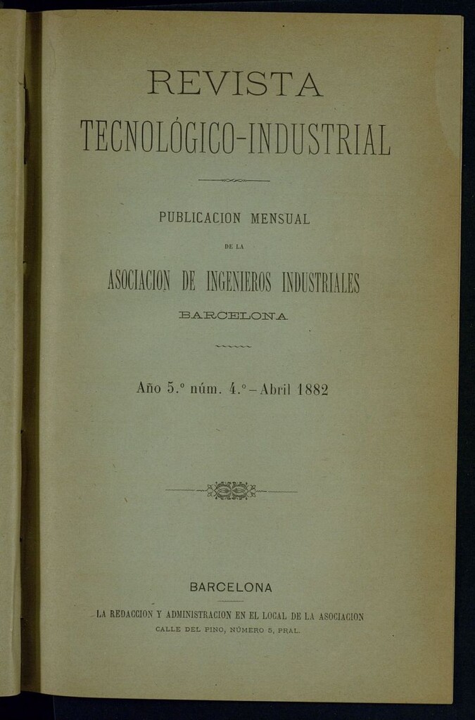 Miniatura de Revista Tecnológico Industrial de abril de 1882