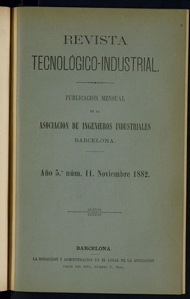Miniatura de Revista Tecnológico Industrial de noviembre de 1882