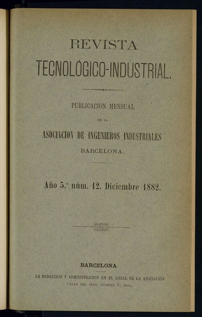 Miniatura de Revista Tecnológico Industrial de diciembre de 1882