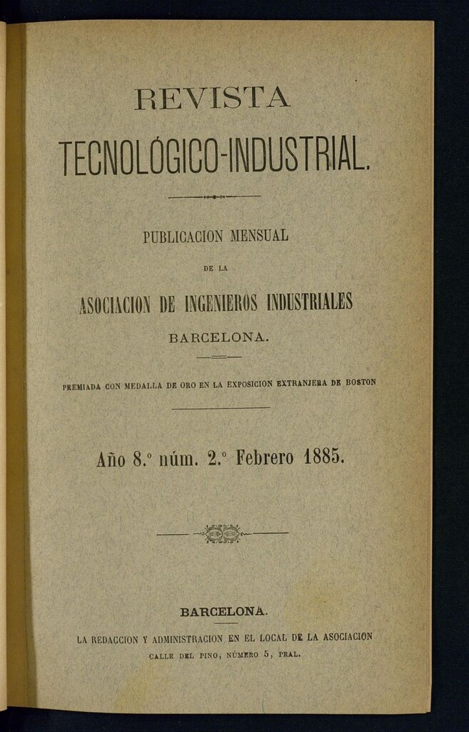 Miniatura de Revista Tecnológico industrial de febrero de 1885