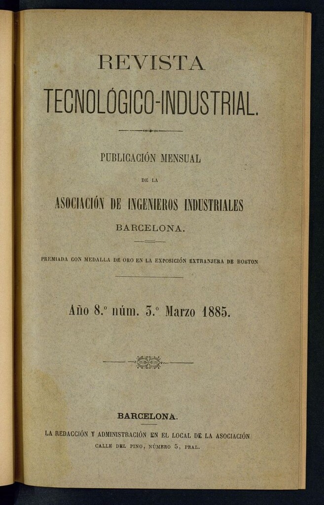 Miniatura de Revista Tecnológico industrial de marzo de 1885