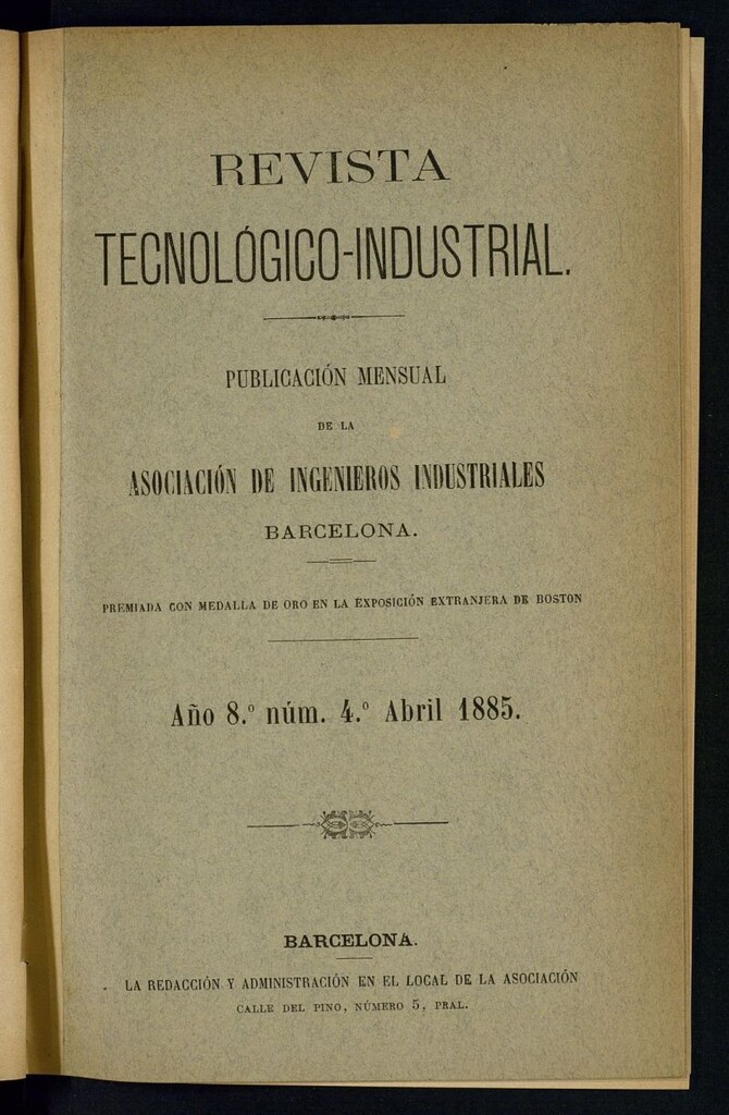 Miniatura de Revista Tecnológico industrial de abril de 1885