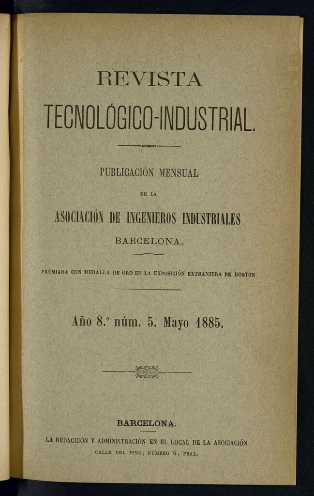 Miniatura de Revista Tecnológico industrial de mayo de 1885