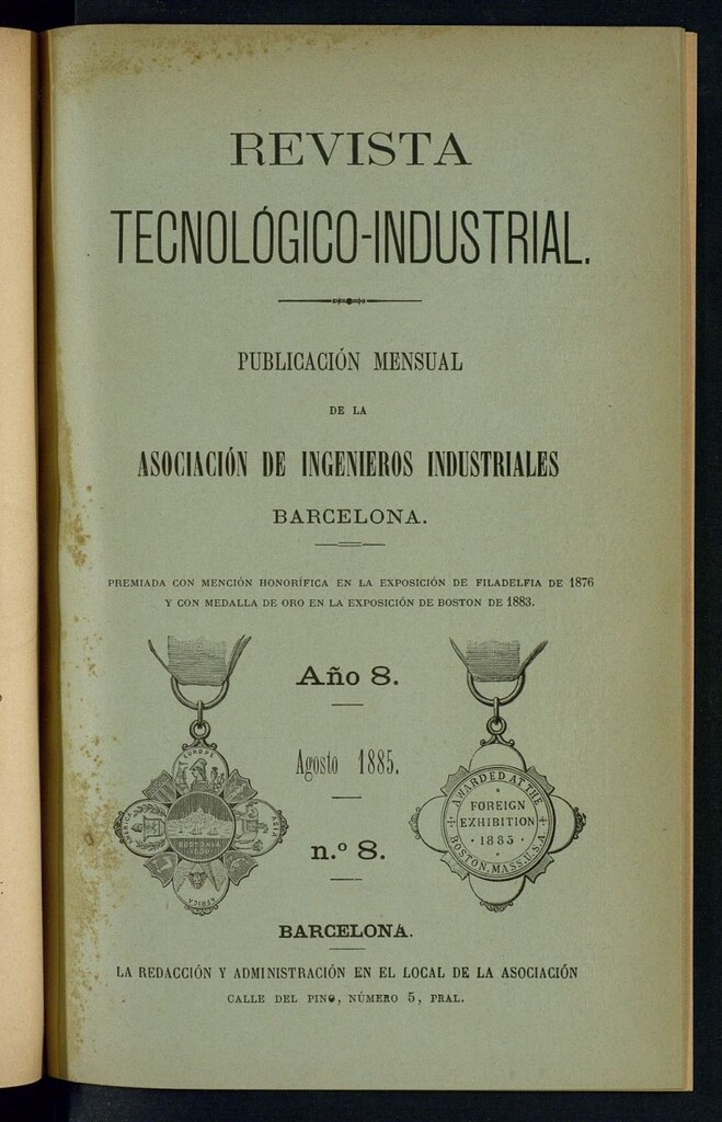 Miniatura de Revista Tecnológico industrial de agosto de 1885