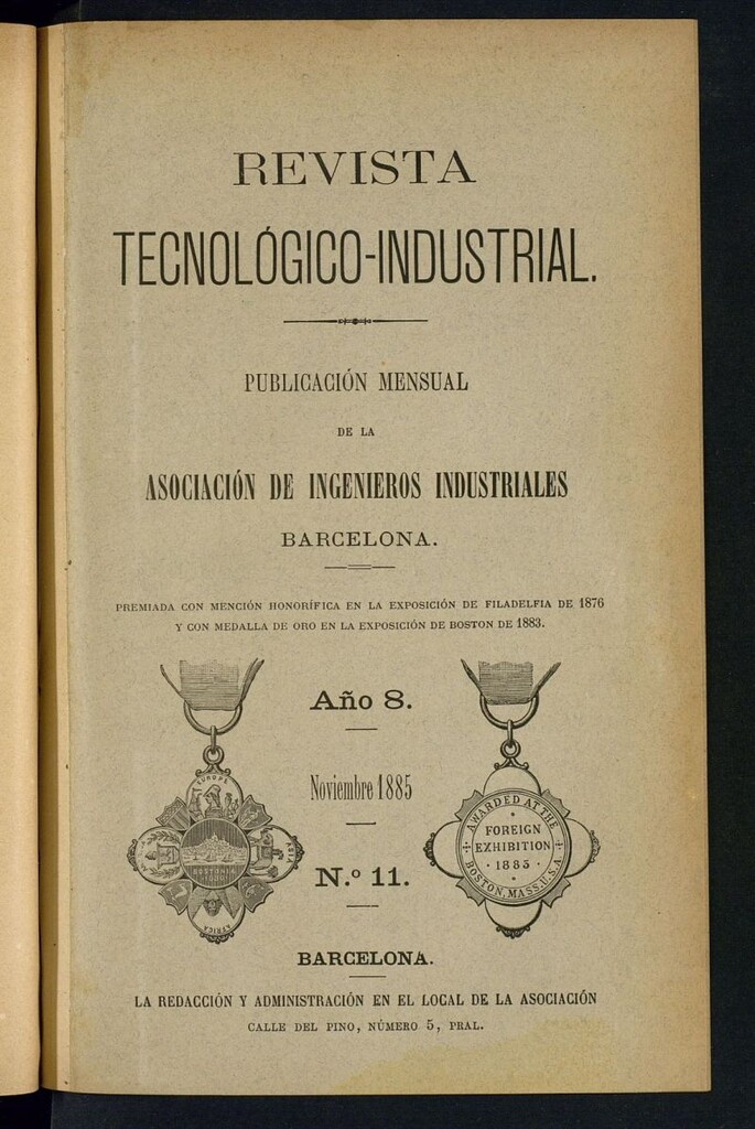 Miniatura de Revista Tecnológico industrial de noviembre de 1885
