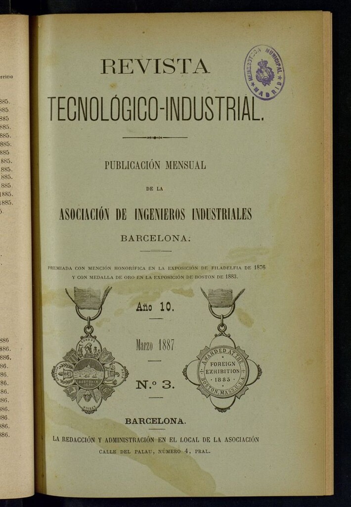Miniatura de Revista Tecnológico Industrial de marzo de 1887