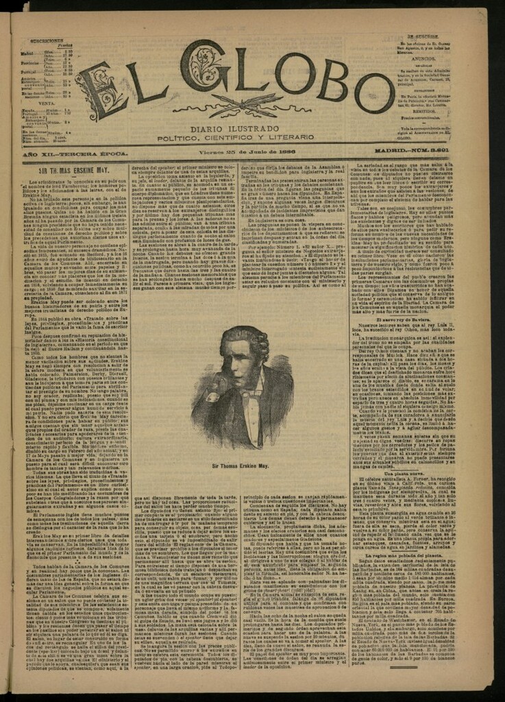 Miniatura de El Globo : diario ilustrado del 25 de junio de 1886, nº 3891