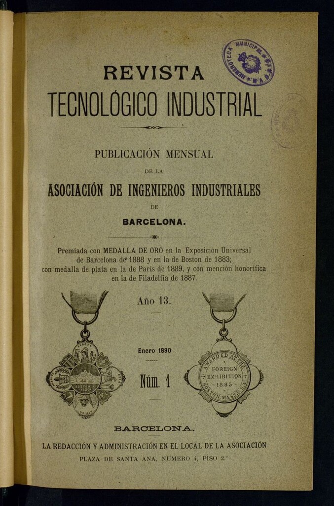 Miniatura de Revista Tecnológico Industrial de enero de 1890