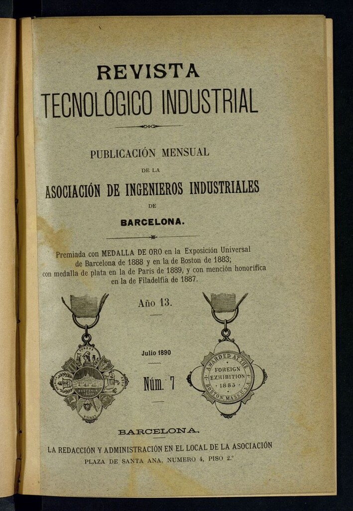 Miniatura de Revista Tecnológico Industrial de julio de 1890