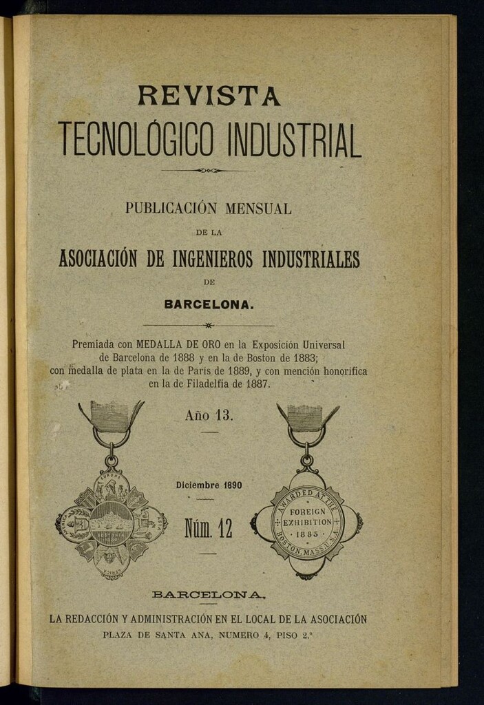 Miniatura de Revista Tecnológico Industrial de diciembre de 1890