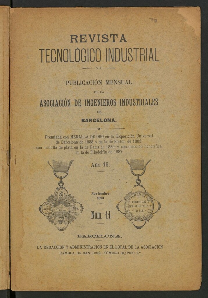 Miniatura de Revista Tecnológico Industrial de noviembre de 1893