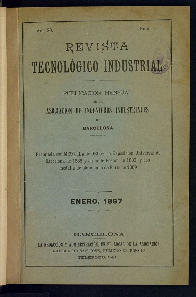 Miniatura de Revista Tecnológico Industrial de enero de 1897