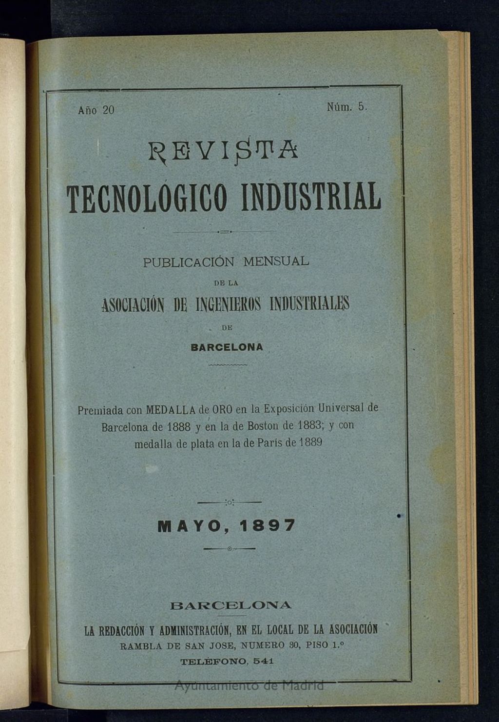 Miniatura de Revista Tecnológico Industrial de mayo de 1897